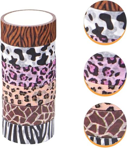 ملصقات هدايا Gadpiparty، 6 لفات من شريط واشي على شكل حيوانات، أبقار الفهد، طباعة حمار وحشي، ملصقات تزيين لسجل القصاصات من أجل DIY Crafts Journal Planner، تغليف الهدايا، ديكور اليد in Kuwait