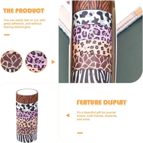 ملصقات هدايا Gadpiparty، 6 لفات من شريط واشي على شكل حيوانات، أبقار الفهد، طباعة حمار وحشي، ملصقات تزيين لسجل القصاصات من أجل DIY Crafts Journal Planner، تغليف الهدايا، ديكور اليد in Kuwait