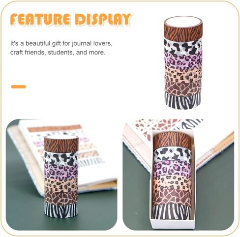 ملصقات هدايا Gadpiparty، 6 لفات من شريط واشي على شكل حيوانات، أبقار الفهد، طباعة حمار وحشي، ملصقات تزيين لسجل القصاصات من أجل DIY Crafts Journal Planner، تغليف الهدايا، ديكور اليد in Kuwait
