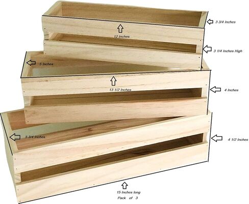 3 Pack Wood Craft Crate Caddy Set | Nesting, wood crates for display, wooden boxes for crafts, decorative wooden crate, Wood box storage crate, centerpieces for Home, bathroom and much more (Brown) in Kuwait