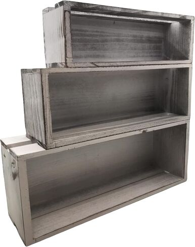 3 Pack Wood Craft Crate Caddy Set | Nesting, wood crates for display, wooden boxes for crafts, decorative wooden crate, Wood box storage crate, centerpieces for Home, bathroom and much more (Brown) in Saudi Arabia