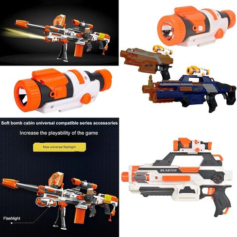مصباح يدوي تكتيكي بلاستيكي من AngelReally لتعديل لعبة Nerf Gun Modulus Regulator Toy Gun، مصباح يدوي تكتيكي معدل، ضوء أزرق in Saudi Arabia