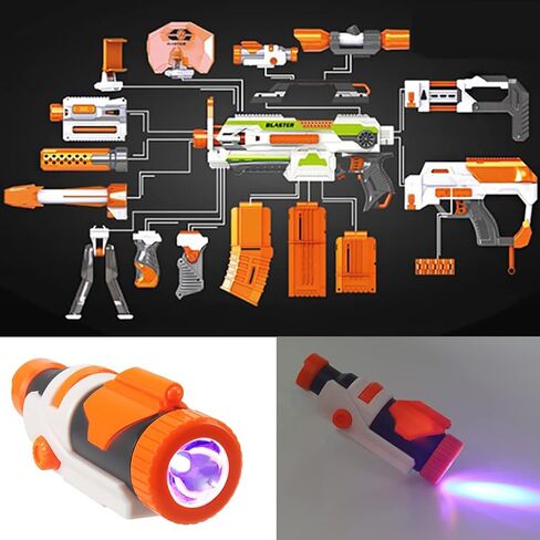 مصباح يدوي تكتيكي بلاستيكي من AngelReally لتعديل لعبة Nerf Gun Modulus Regulator Toy Gun، مصباح يدوي تكتيكي معدل، ضوء أزرق in Saudi Arabia