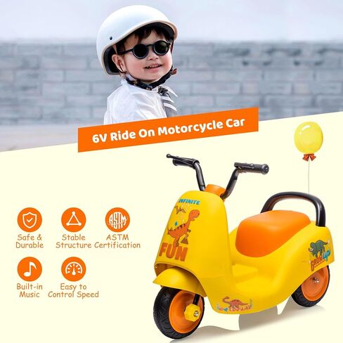 Kids Ride On Motorcycle, 6V Battery Powered Electric Ride On Motorbike Toy with Pedal, 3 Wheels Toddler Car for Kids 3-6 Years Boys Girls in Kuwait