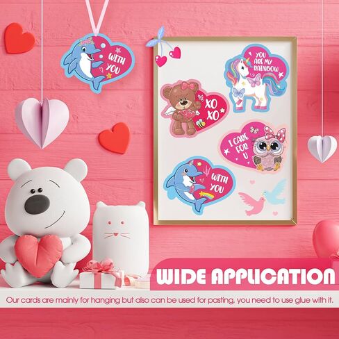 42 Valentines Day Craft Kits Valentine's Day Stickers with Hearts DIY Valentine Ornament Craft Kit for Kids Valentine Class Game and Handicraft Fun Home Activities, 6 Styles in Saudi Arabia