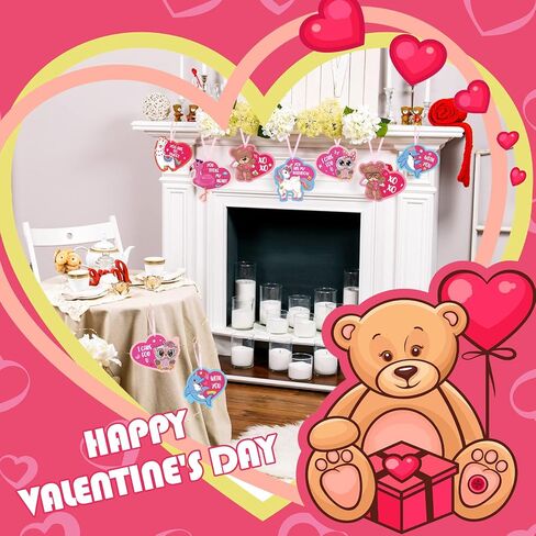 42 Valentines Day Craft Kits Valentine's Day Stickers with Hearts DIY Valentine Ornament Craft Kit for Kids Valentine Class Game and Handicraft Fun Home Activities, 6 Styles in Saudi Arabia