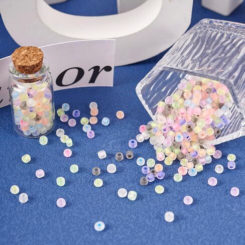 Beadthoven 5280pcs 2mm الخرز الزجاجي المضيء، متنوعة يتوهج في الظلام الخرز 11/0 جولة الخرز البذور الباستيل الملونة متوهجة صغيرة الخرز الشمسية الصغيرة DIY سوار قلادة صنع المجوهرات الحرف اليدوية in Kuwait
