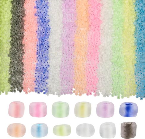Beadthoven 5280pcs 2mm الخرز الزجاجي المضيء، متنوعة يتوهج في الظلام الخرز 11/0 جولة الخرز البذور الباستيل الملونة متوهجة صغيرة الخرز الشمسية الصغيرة DIY سوار قلادة صنع المجوهرات الحرف اليدوية in Kuwait