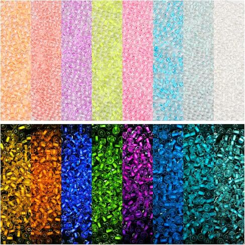 Beadthoven 5280pcs 2mm الخرز الزجاجي المضيء، متنوعة يتوهج في الظلام الخرز 11/0 جولة الخرز البذور الباستيل الملونة متوهجة صغيرة الخرز الشمسية الصغيرة DIY سوار قلادة صنع المجوهرات الحرف اليدوية in Kuwait
