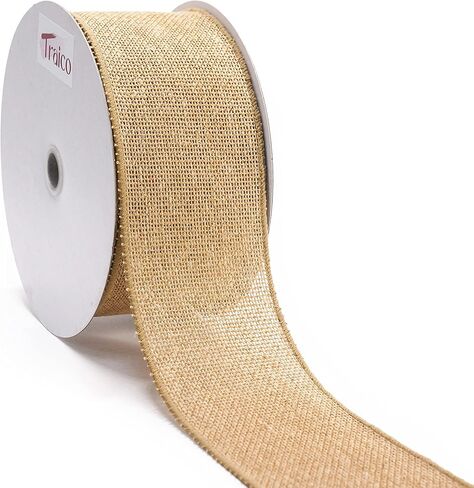 شريط سلكي من الخيش من ترايكو - 3 بوصة × 20 ياردة (60 قدمًا) × 1 لفة لديكور المنزل في عيد الميلاد، وتغليف الهدايا، وصناعة القوس، والإكليل، والحرف اليدوية، والزفاف in Kuwait
