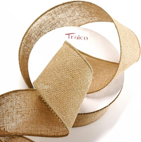 شريط سلكي من الخيش من ترايكو - 3 بوصة × 20 ياردة (60 قدمًا) × 1 لفة لديكور المنزل في عيد الميلاد، وتغليف الهدايا، وصناعة القوس، والإكليل، والحرف اليدوية، والزفاف in Kuwait