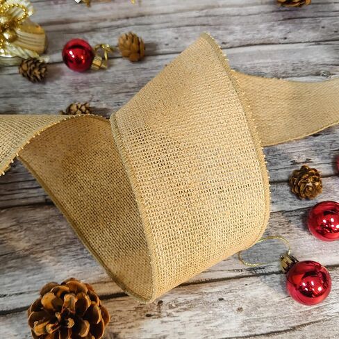 شريط سلكي من الخيش من ترايكو - 3 بوصة × 20 ياردة (60 قدمًا) × 1 لفة لديكور المنزل في عيد الميلاد، وتغليف الهدايا، وصناعة القوس، والإكليل، والحرف اليدوية، والزفاف in Kuwait