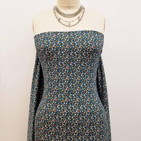 تصميم زهور Ditsy من Texco Inc مطبوع DTY 92% بوليستر 8% ألياف لدنة مصقولة على الوجهين، شمام بحري 1 ياردة in Kuwait