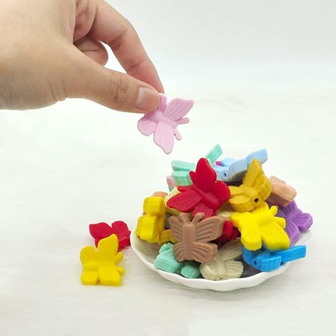 ديكوني 20 قطعة من خرز سيليكون على شكل فراشة، خرز حيوانات كرتوني لطيف، خرز مسطح ملون على شكل فراشة، خرز سيليكون سائب، للبالغين من لوازم الحرف اليدوية والقلائد والاساور in Kuwait