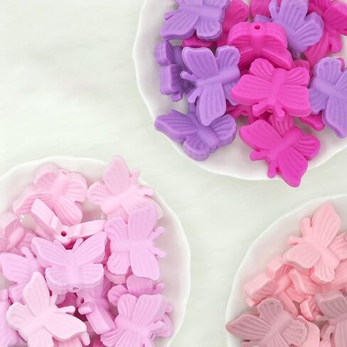 ديكوني 20 قطعة من خرز سيليكون على شكل فراشة، خرز حيوانات كرتوني لطيف، خرز مسطح ملون على شكل فراشة، خرز سيليكون سائب، للبالغين من لوازم الحرف اليدوية والقلائد والاساور in Kuwait