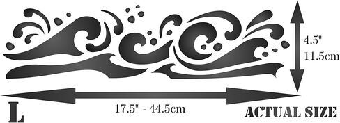 استنسل مموج، 17.5 × 4.5 انش (طول) - استنسل بحري بحري وشاطئ بحر الشعاب المرجانية لقوالب الرسم in Kuwait