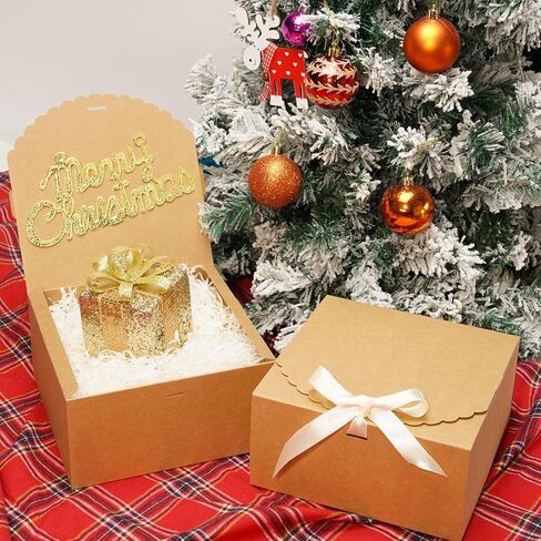 15 عبوة من صناديق هدايا 8×8×4 من يونيكوباك، صناديق هدايا كرافت مع اغطية للهدايا، صندوق اقتراح لوصيفة العروس، صناديق هدايا الكريسماس in Kuwait