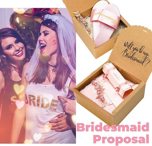 15 عبوة من صناديق هدايا 8×8×4 من يونيكوباك، صناديق هدايا كرافت مع اغطية للهدايا، صندوق اقتراح لوصيفة العروس، صناديق هدايا الكريسماس in Kuwait