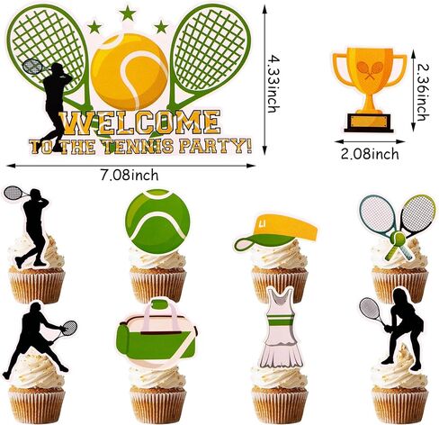 زينة علوية للكب كيك والحلوى والتنس من ورق القش لتزيين الحفلات والتنس وحفلات استقبال المولود وحفلات اعياد الميلاد - مجموعة من 37 قطعة in Kuwait