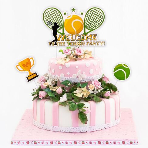 زينة علوية للكب كيك والحلوى والتنس من ورق القش لتزيين الحفلات والتنس وحفلات استقبال المولود وحفلات اعياد الميلاد - مجموعة من 37 قطعة in Kuwait