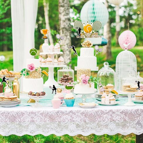 زينة علوية للكب كيك والحلوى والتنس من ورق القش لتزيين الحفلات والتنس وحفلات استقبال المولود وحفلات اعياد الميلاد - مجموعة من 37 قطعة in Kuwait