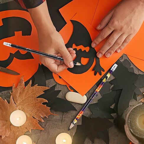 Outus 50 Pieces Halloween Pencils 7.5 x 0.3 inch Wood Pencils Assorted Patterns Pencils for Halloween Party Supplies, 10 Styles in Saudi Arabia