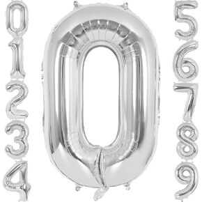 Silver Number 1 Balloon 40 Inch, Big Large Foil Helium Number Balloons, Jumbo Giant Mylar Number 1 Balloons for 1 first Birthday Party Decorations Supplies Anniversary Celebration