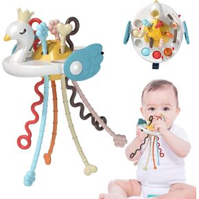OCTOBER LUV Montessori Toys for Babies 6-12 Months, Multi-Sensory Activity Toys for 1 Year Old, Pull String Teething Toys for Babies 12-18 Months, Toddler Travel Toys Car Seat High Chair Airplane Toy in Saudi Arabia