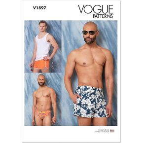 Vogue Men's Swimsuit and Tank Top Sewing Pattern Kit, Design Code V1897, Sizes S-M-L