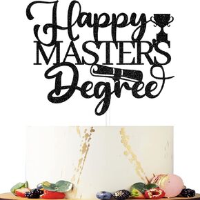 بلاك جليتر هابي ماستر دجري كعكة توبر ، Congrats Masters Cake Decor، Congrats Grad 2021 لوازم تزيين حفلات التخرج