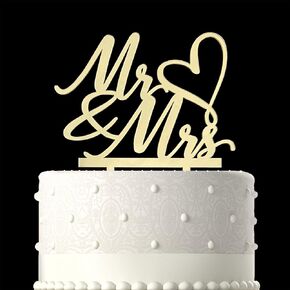 NSHYXXSPY غلاف كعكة Mr & Mrs لذكرى الزفاف/الخطوبة/ديكورات كعكة الزفاف، مرآة من الأكريليك الذهبي in Saudi Arabia