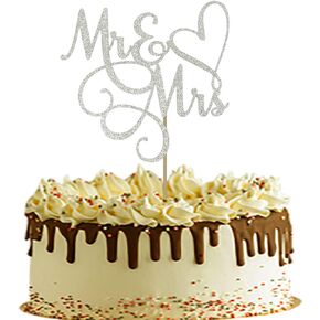 Silver Glitter Mr & Mrs Cake Topper - Wedding / Engagement / Wedding Anniversary Party Decorations Supplies in Saudi Arabia
