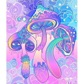 Xiyuekisu الماس الفن السحري الفطر الهلوسة نابضة بالحياة تريبي 60S مجردة حمض الأزتيك (2) DIY 5D الحفر الكامل الماس اللوحة عدة (مجموعة حسب الرقم)، مجموعات الطلاء الماس للبالغين (12 × 16 بوصة) in Kuwait