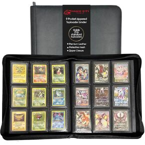 Magic City Vault 9 Pocket Leather TopLoader Binder | Holds 216 3"x4" Toploader Hard Cases | Premium Leather | Side Load Sleeve | Compatible with Pokemon, Magic the Gathering, Sports & More! in Saudi Arabia