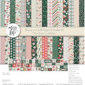 Paper & Sticker Kit - Peace on Earth - for Christmas Santa - 20 Double-Sided 12x12 Papers with 39 Designs & 1 8X12 Sticker Sheet - Scrapbooking Card Making Crafting - by Miss Kate Cuttables in Saudi Arabia