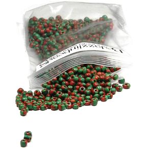 1400 Glass 8/0 Opaque Striped Little 3mm #8 Seed Beads with 2 & 3 Colored Stripes (Black & Light Blue)