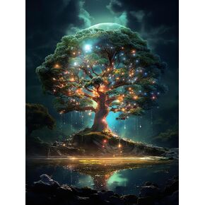 CHOSIGHT 5D Diamond Painting Tree Kits, DIY Paint with Diamond Art Plants Round Full Drill Crystal Rhinestone Embroidery Pictures Crafts for Home Wall Decor 12x16 inch in Kuwait