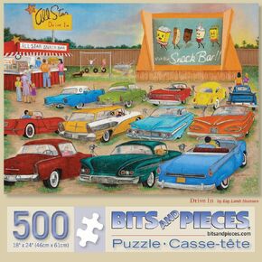 Bits and Pieces - 500 Piece Jigsaw Puzzle for Adults 18" x 24" - Drive Inn - 500 pc Classic Americana Jigsaw by Artist Kay Lamb Shannon in Kuwait