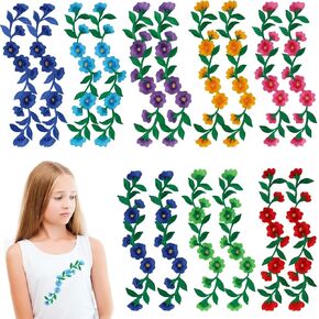 BENOSPACE 16Pcs Flower Embroidered Patches Long Peony Flower Iron on Patches Plant Embroidered Applique Sewing Patches for Garment Trimming Clothing Bags Jackets Jeans DIY Accessory Craft Decoration in Saudi Arabia