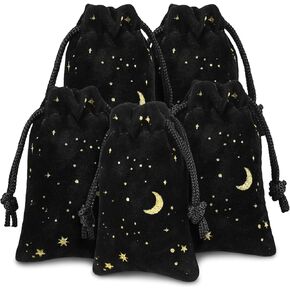 Hillban 30 Pcs Christmas Drawstrings Velvet Bags for Jewelry Moon Star Pouch Bags Velvet Bags with Drawstrings Jewelry Bags for Jewelry Gift Packaging Wedding Anniversary (Blue,2.95 x 1.97 Inch)