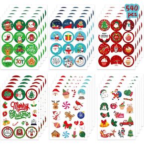 chinyuti 540pcs ملصقات عيد الميلاد للأطفال، ملصقات عيد ميلاد سعيد السائبة عيد الميلاد تحت عنوان ملصقات عطلة للأطفال الفصول الدراسية الهدايا أكياس المغلفات بطاقات سكرابوكينغ زينة حفلة عيد الميلاد in Kuwait