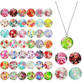 TEHAUX Glass Dome Cabochons, Glass Cabochons Round Cabochons Tiles Round Glass Mosaic Glass Mosaic Mosaic Tiles Cabochons Stones for Jewelry Making 25mm 50pcs in Kuwait