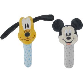 Disney Mickey Mouse and Goofy Assorted Plush Lovie Rattle Set Pack of 2 - Soft and Cuddly Plush Material, Built-in Rattle for Sensory Stimulation,Vibrant Colors and Intricate Details in Kuwait