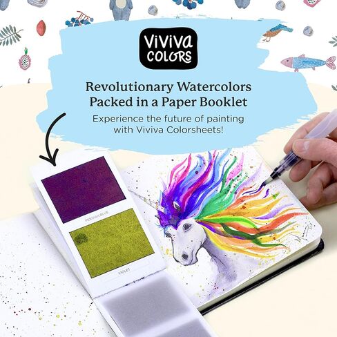 Viviva Travel Watercolor Sheets - Metallic 10 Colors, Portable Paint Set in Kuwait