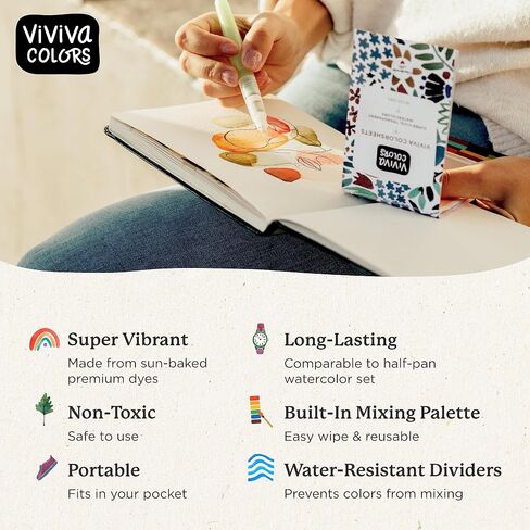 Viviva Travel Watercolor Sheets - Metallic 10 Colors, Portable Paint Set in Kuwait