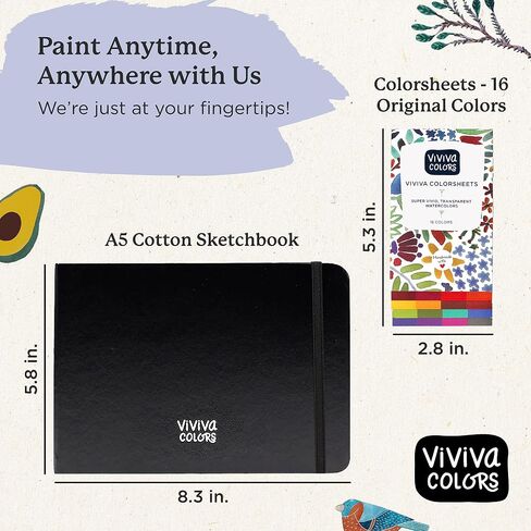 Viviva Travel Watercolor Sheets - Metallic 10 Colors, Portable Paint Set in Kuwait