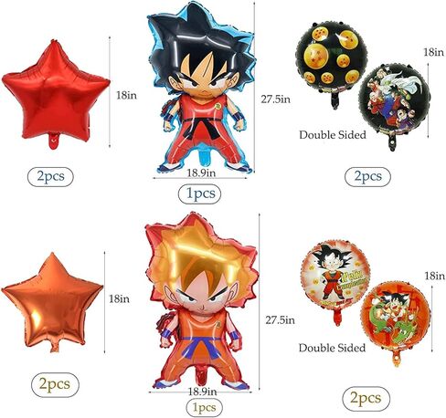 10Pcs Double Sided Different Pattern Balloons,Aluminum Film Material Party Decoration Balloons,Anime Theme Party Supplies,Kawaii Birthday Party Ballons in Kuwait