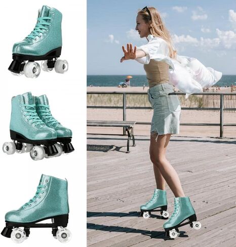 XUDREZ Womens Roller Skates Outdoor and Indoor Roller Skates Double Row PU Leather Roller Skates for Women Men Kids in Kuwait