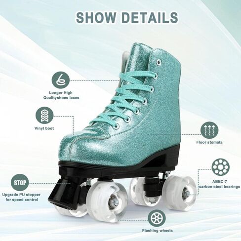 XUDREZ Womens Roller Skates Outdoor and Indoor Roller Skates Double Row PU Leather Roller Skates for Women Men Kids in Kuwait