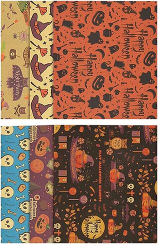 WDNUKEE Halloween Wrapping Paper for Kids Girls Women Adults Boys Men,6 Sheets Halloween Kraft Wrapping Paper,Halloween Wrapping Paper Folded Flat 20x28 inches each in Kuwait